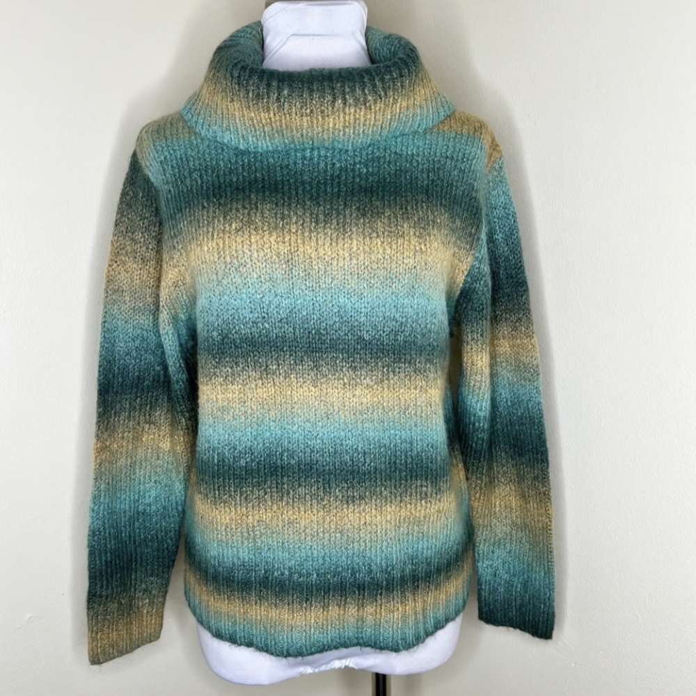 WOOLRICH* long sleeve cowl neck ribbed hem/cuff ombré sweat size XXL